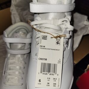 Reebok White High-Top Sneakers with Strap